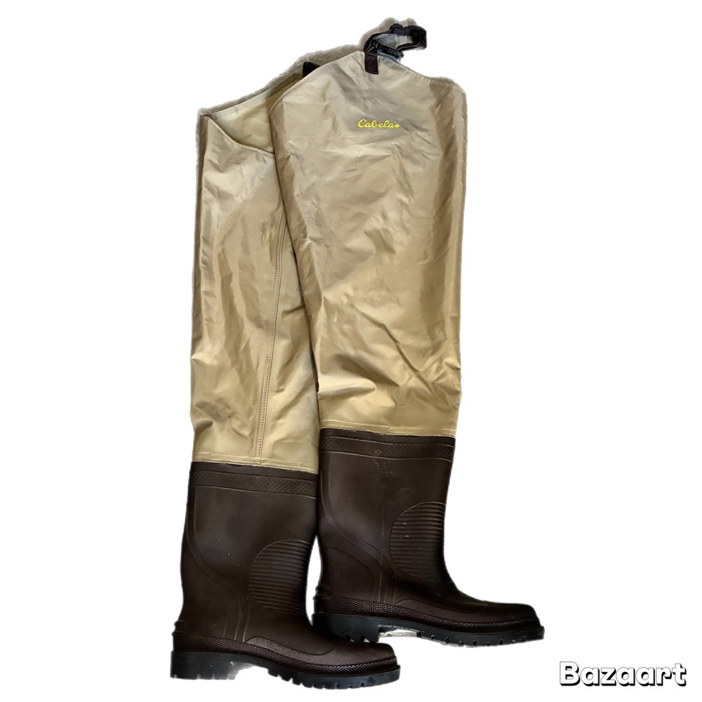Cabela's Tan/Brown Waders Attached Boots Outdoor Galoashes Gear Hunting Fishing